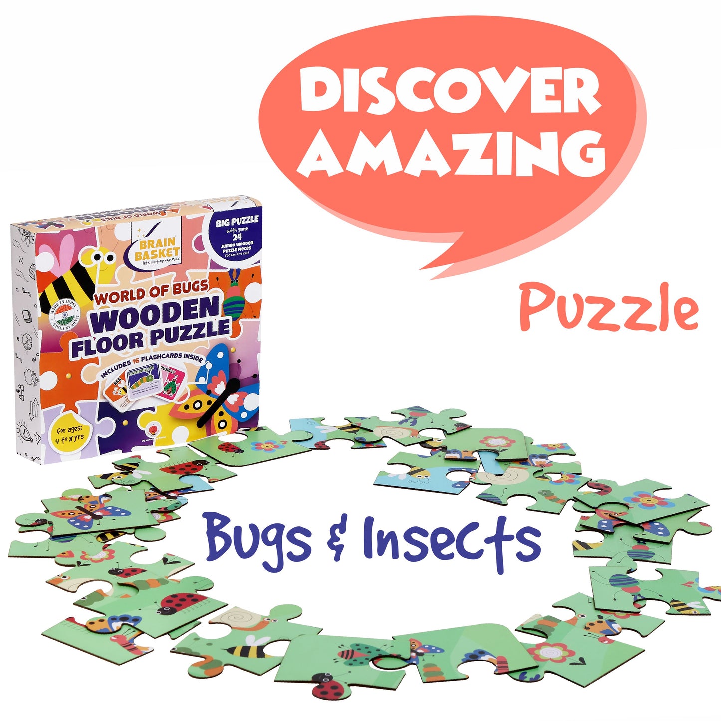 Floor Puzzle: The World of Bugs and Insects | Age 4 to 8 | Puzzle Game