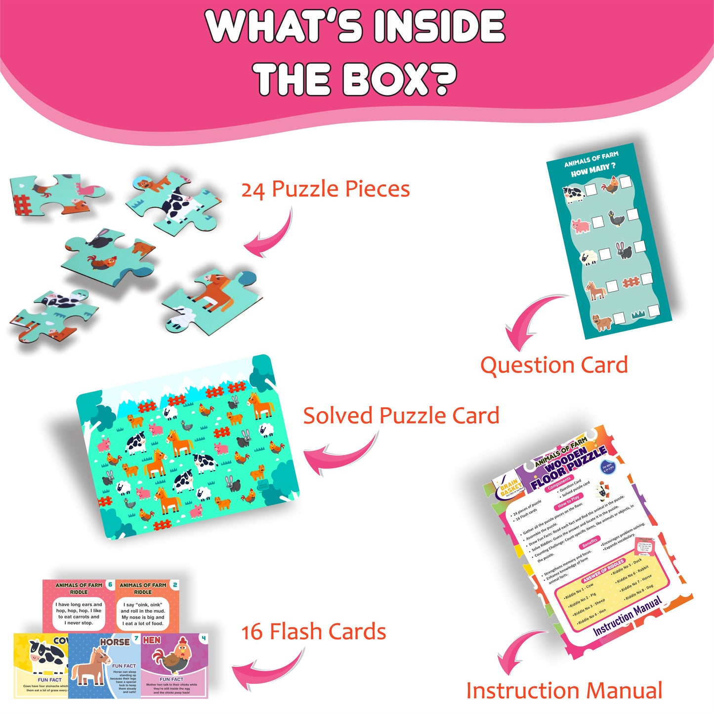 Floor Puzzle: Animals of the Farm | Age 4 to 8 |  Puzzle Game