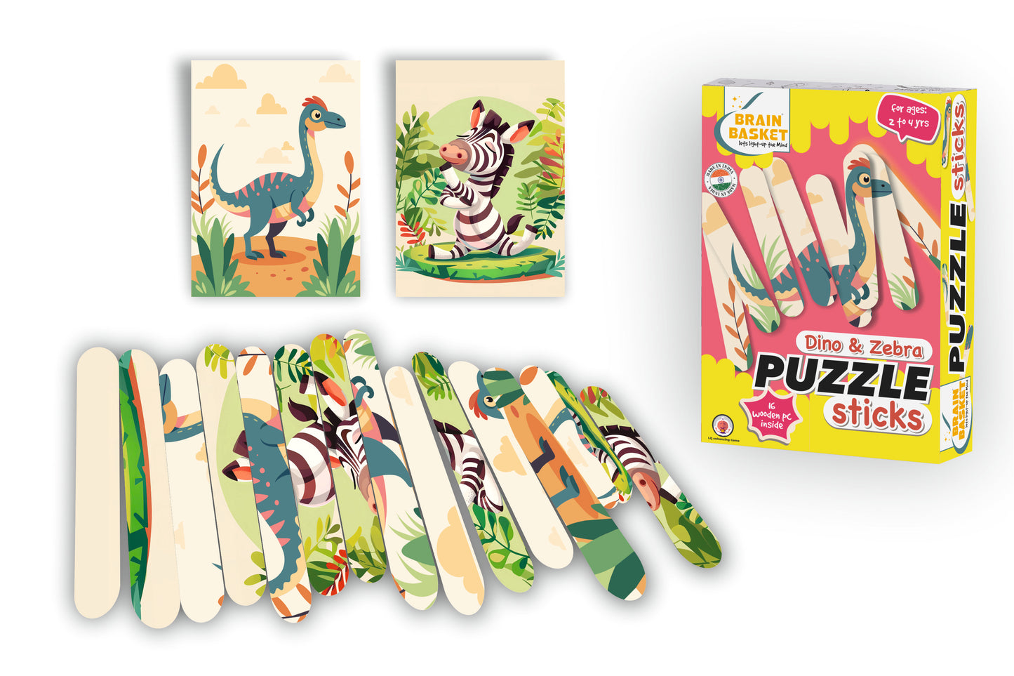 Dinosaur & Zebra Puzzle Sticks | Age 2 to 4 | Puzzle Game