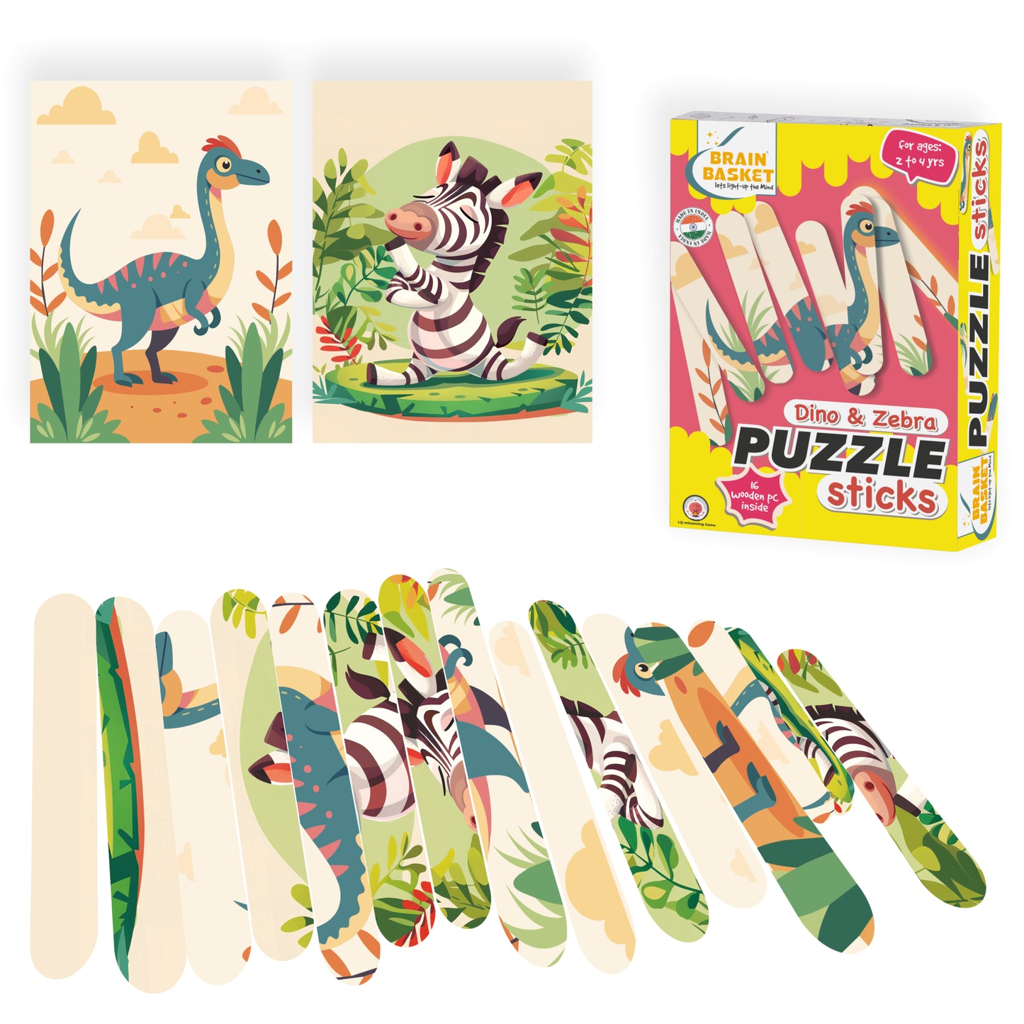 Dinosaur & Zebra Puzzle Sticks | Age 2 to 4 | Puzzle Game