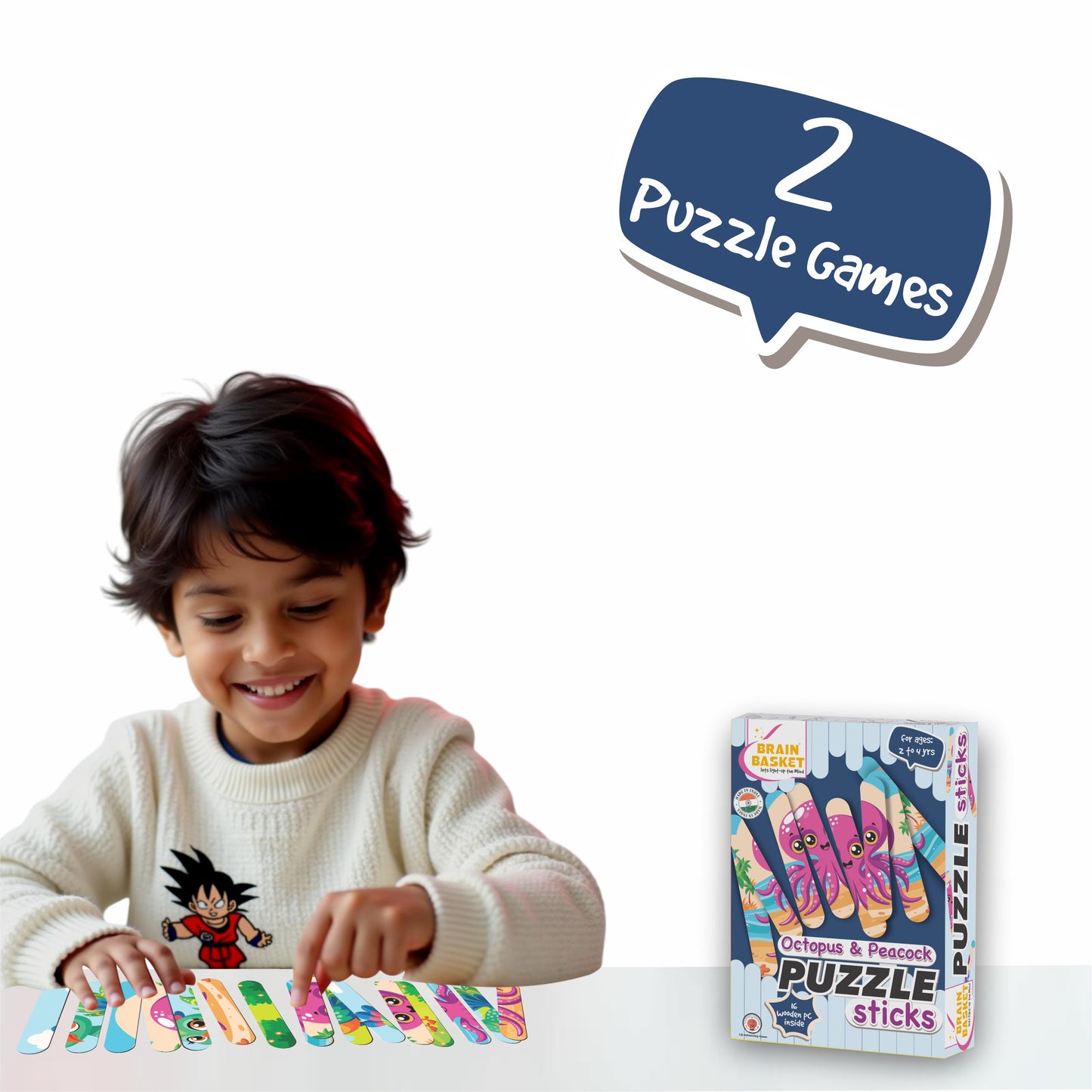 Octopus & Peacock Puzzle Sticks | Age 2 to 4 | Puzzle Game